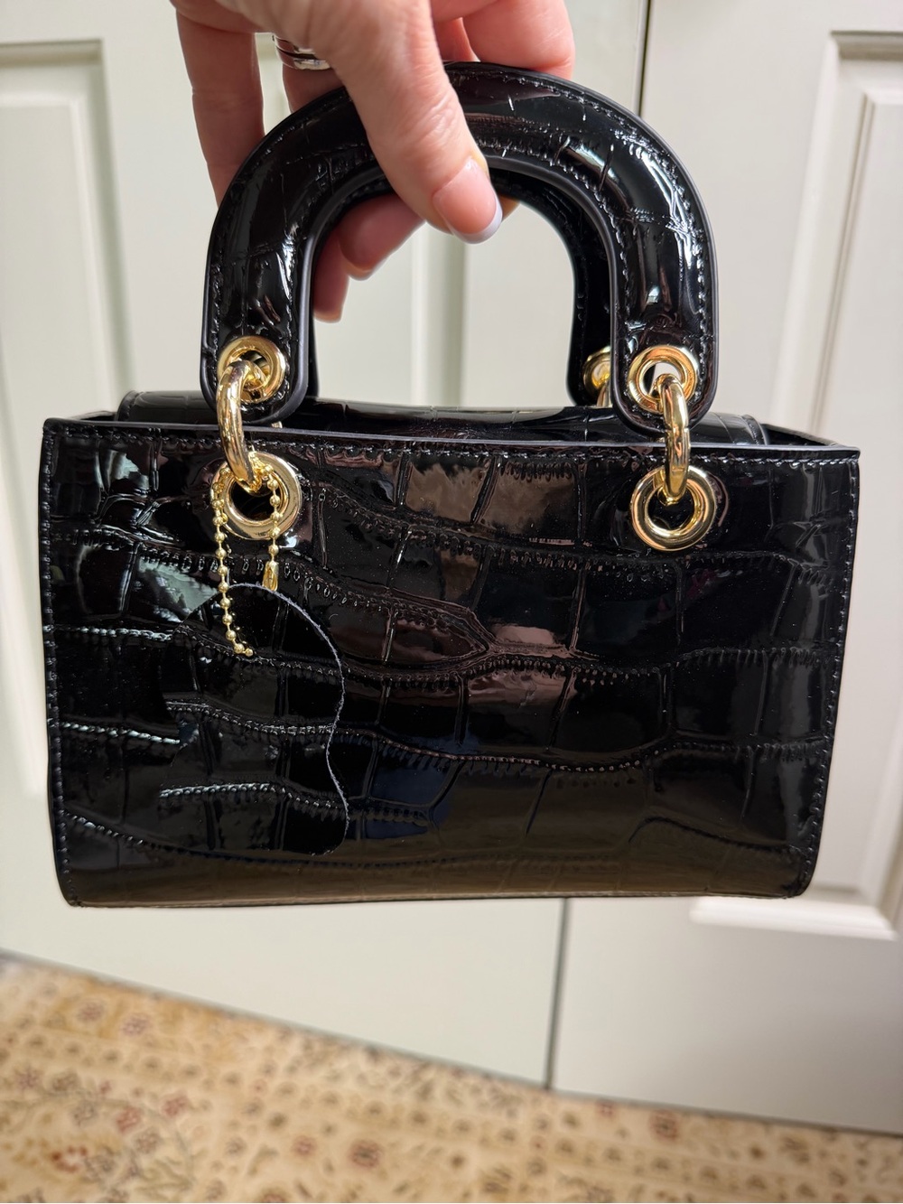 Glossy Croc-Embossed Finish Handbag from KC Chic